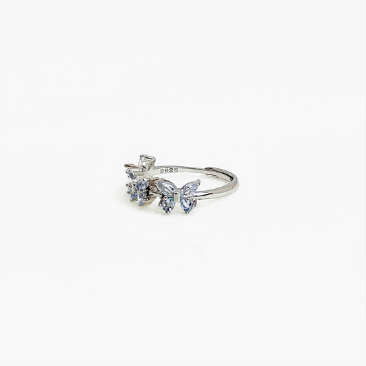 Wingveil Flutter Trio | Aquamarine Butterfly Ring