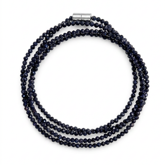 Blue Sandstone | Faceted Wrap Bracelet or Necklace