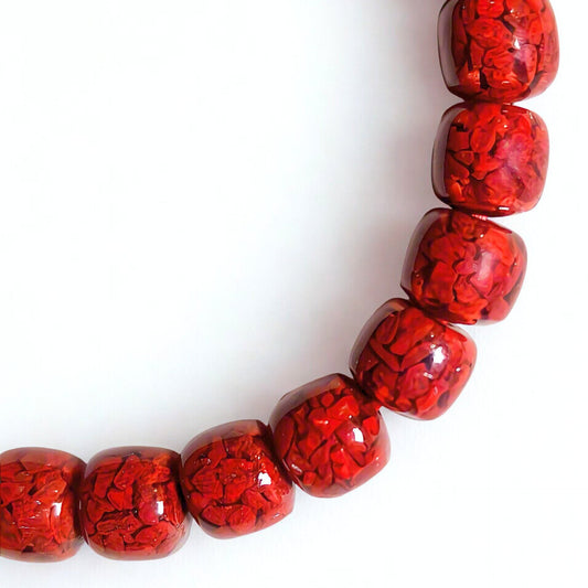 Red Seal | Cinnabar Barrel Bead Bracelet