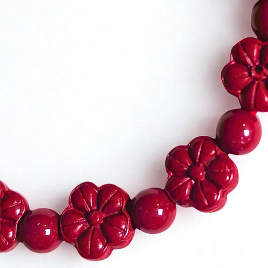 Blossom Serenity | Cinnabar Beaded Bracelet, 10mm, Sakura Design