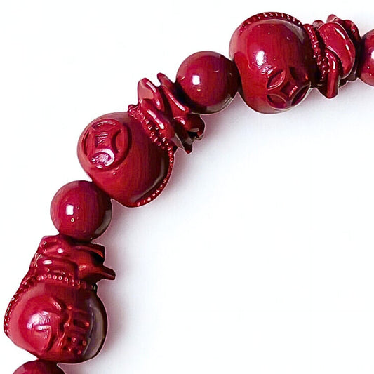 Fortune Bloom | Cinnabar Beaded Bracelet, 10mm, Money Bag Design