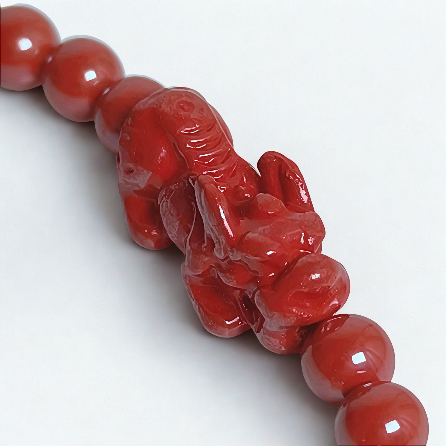 Fortune Thread | Cinnabar Beaded Bracelet, 4mm, Pixiu Charm