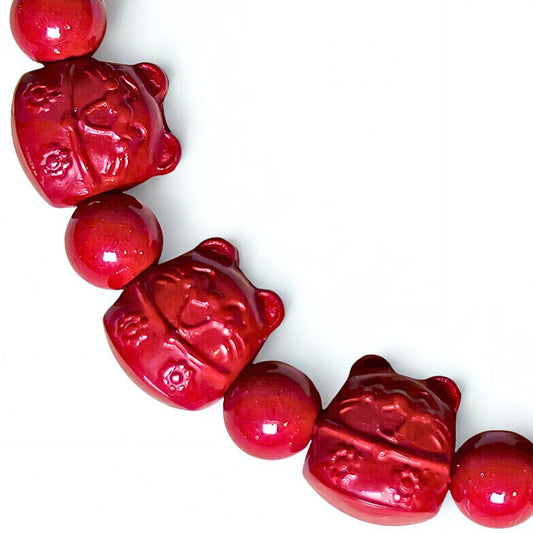 Fortune Paws | Cinnabar Maneki Cat Bracelet