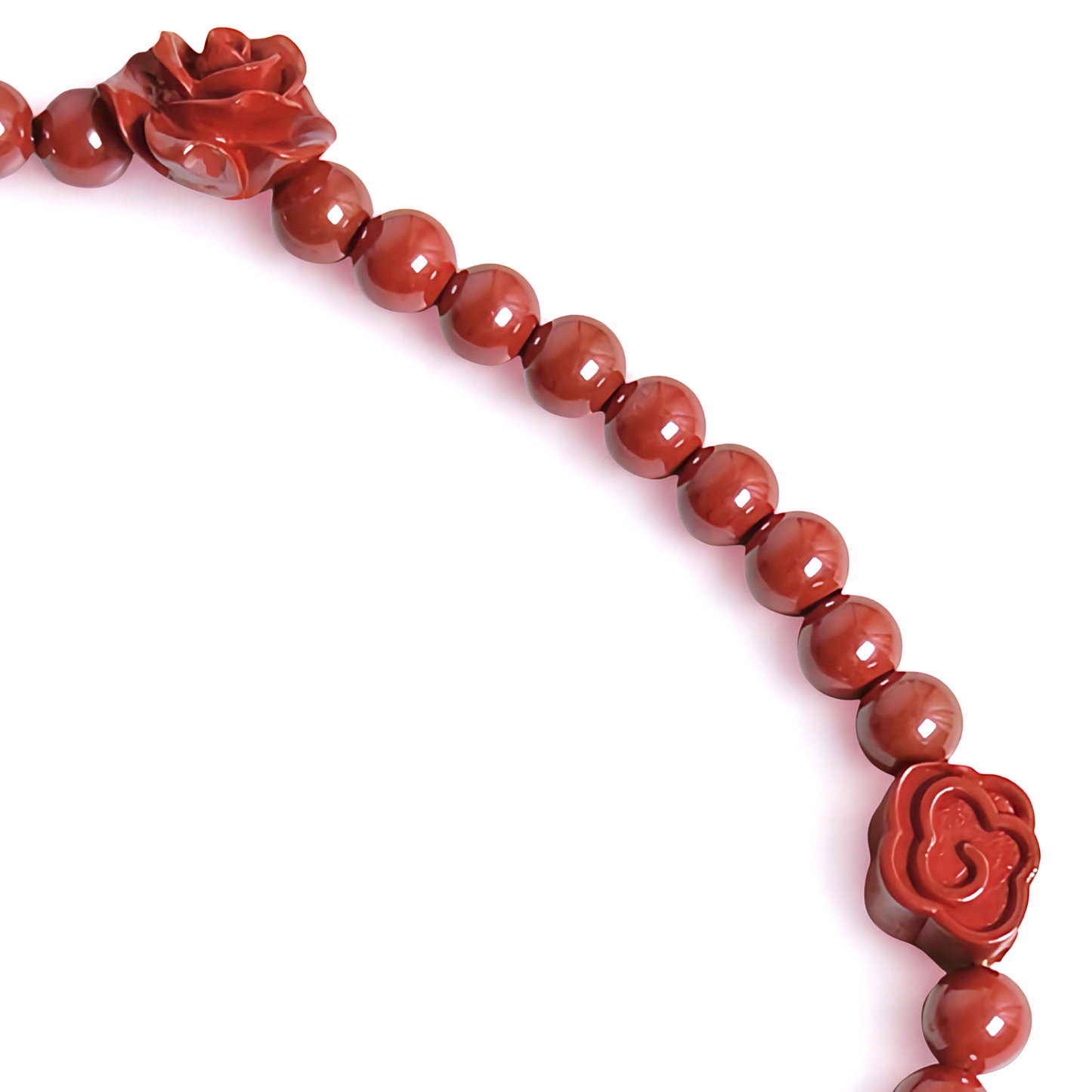 Petal Whisper | Cinnabar Beaded Bracelet, 4mm, Flower & Butterfly Design