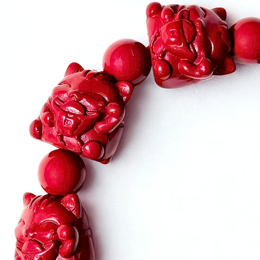 Prosperous Charm | Cinnabar Lucky Cat Bracelet