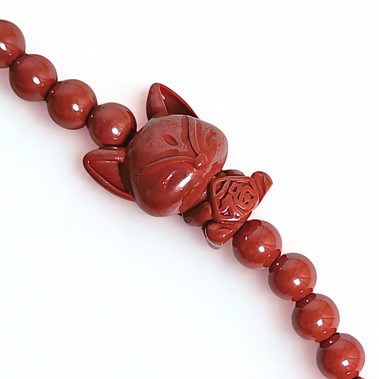 Rosy Glance | Cinnabar Beaded Bracelet, 4mm, Fox & Rose Design