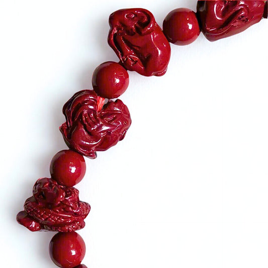 Zodiac Harmony | Cinnabar Beaded Bracelet, 9mm, Zodiac Design