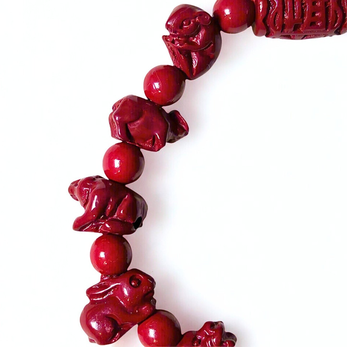 Zodiac Harmony | Cinnabar Beaded Bracelet, 9mm, Zodiac Design