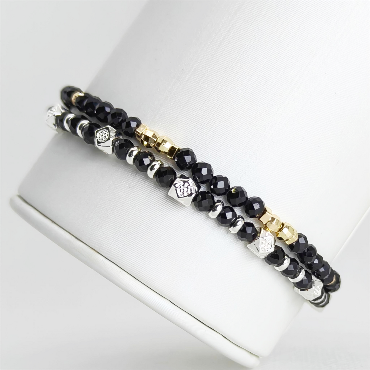 Midnight Guardians Duo | Black Spinel Bracelet Set