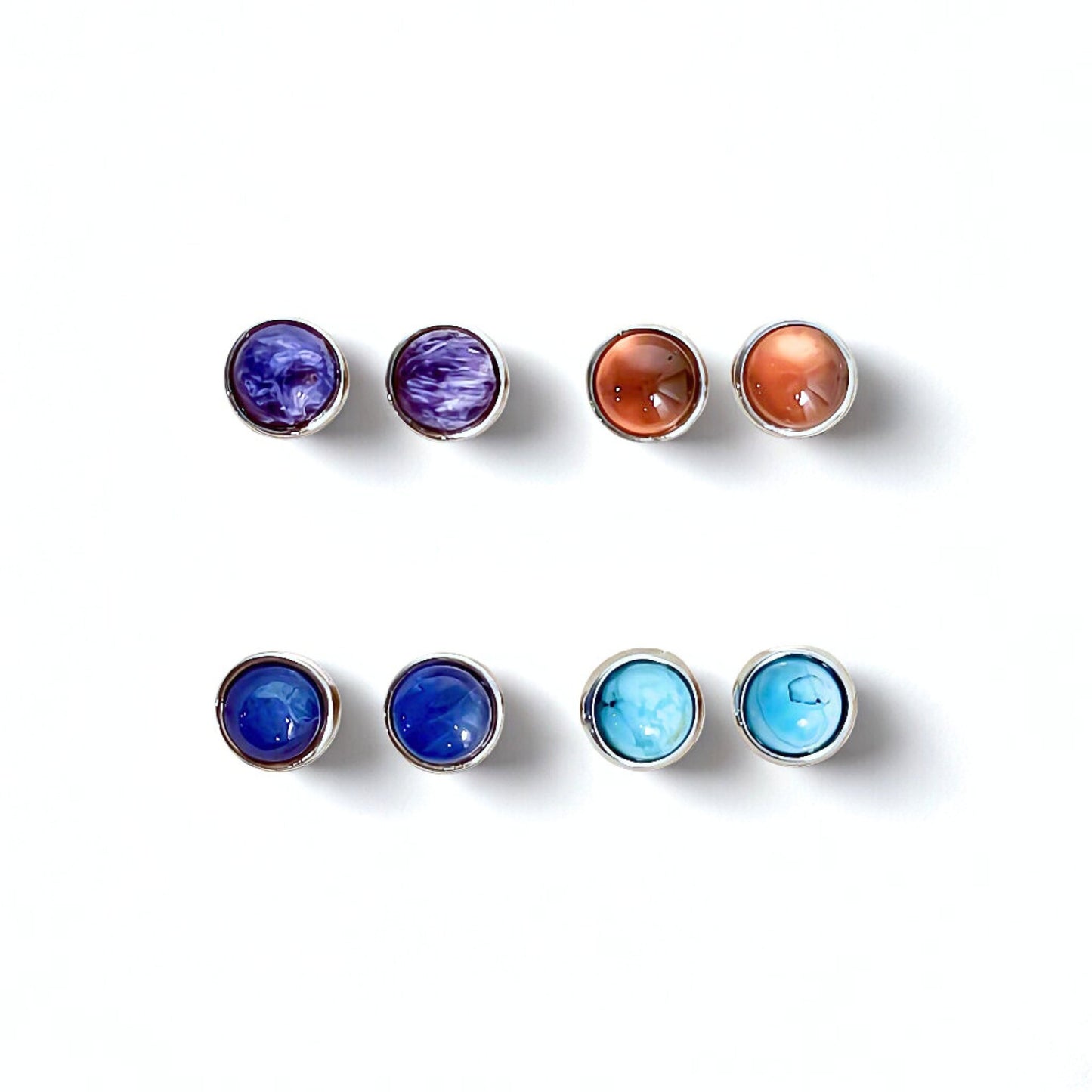 GemGlow | Classic Round Gemstone Stud Earrings