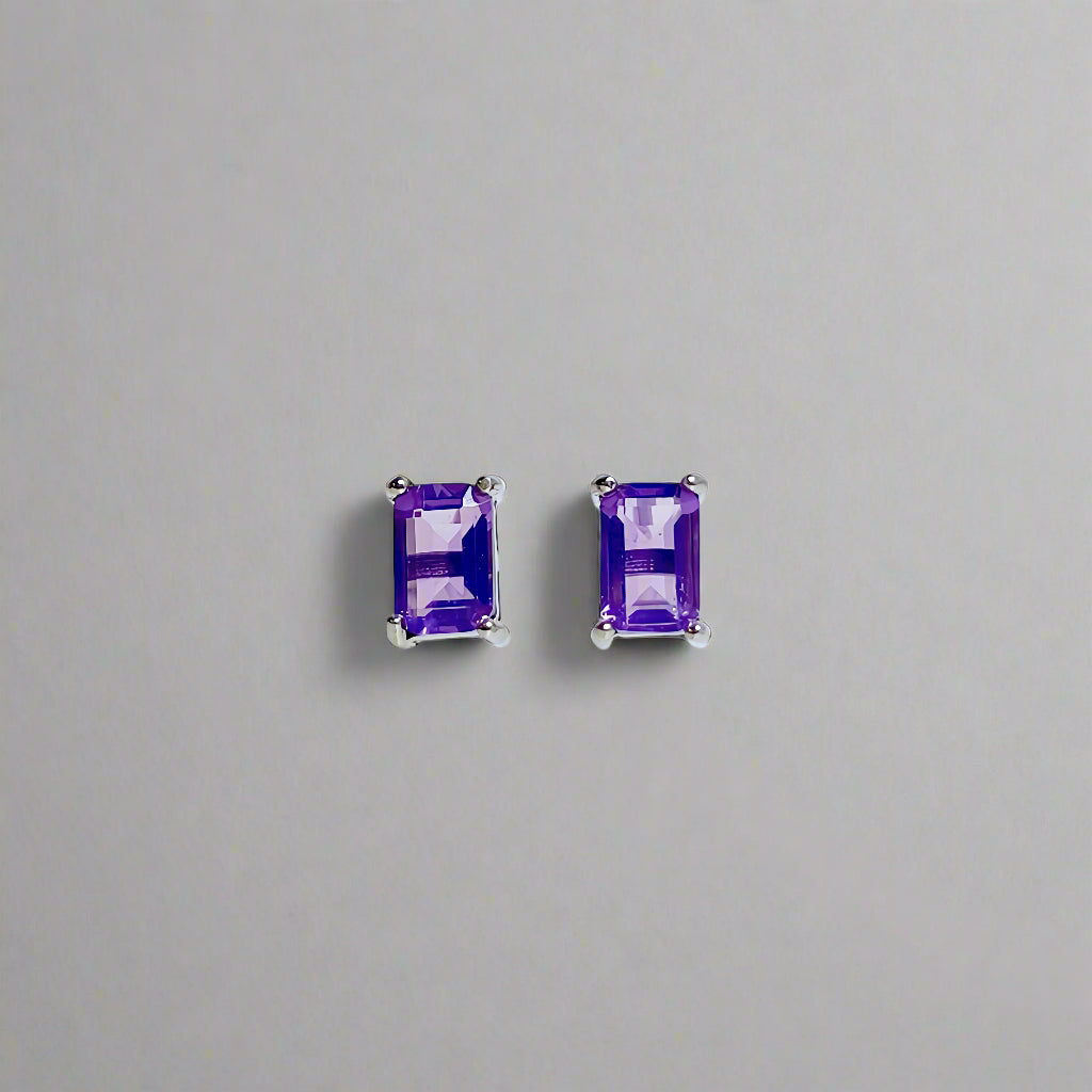 Lumen | Baguette-Cut Gemstone Stud Earrings