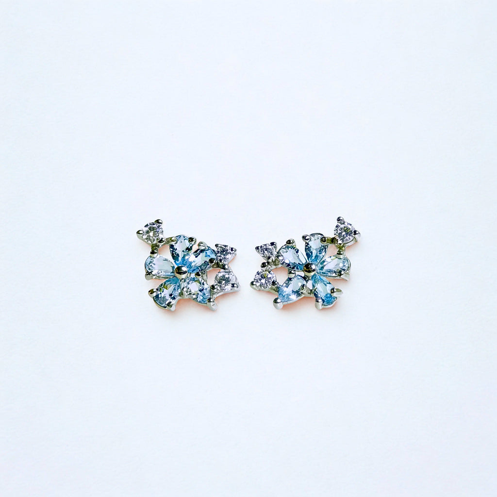 Aqua Bloom | Aquamarine Floral Stud Earrings