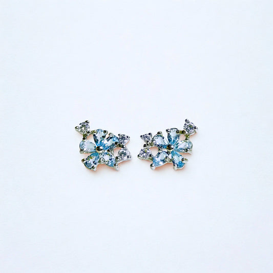 Aqua Bloom | Aquamarine Floral Stud Earrings