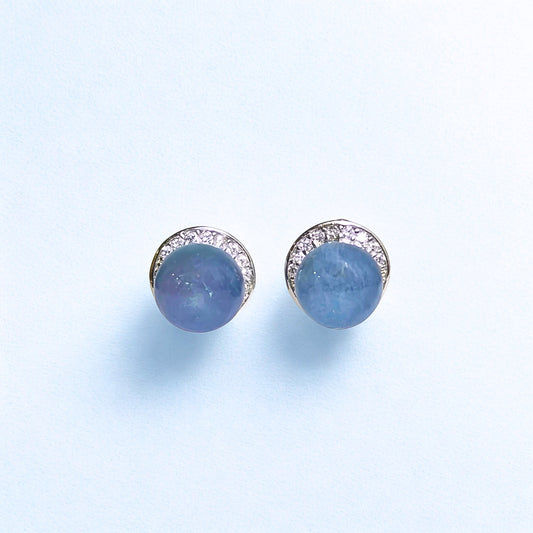 Azure Mirage | Dual-Tone Aquamarine Stud Earrings