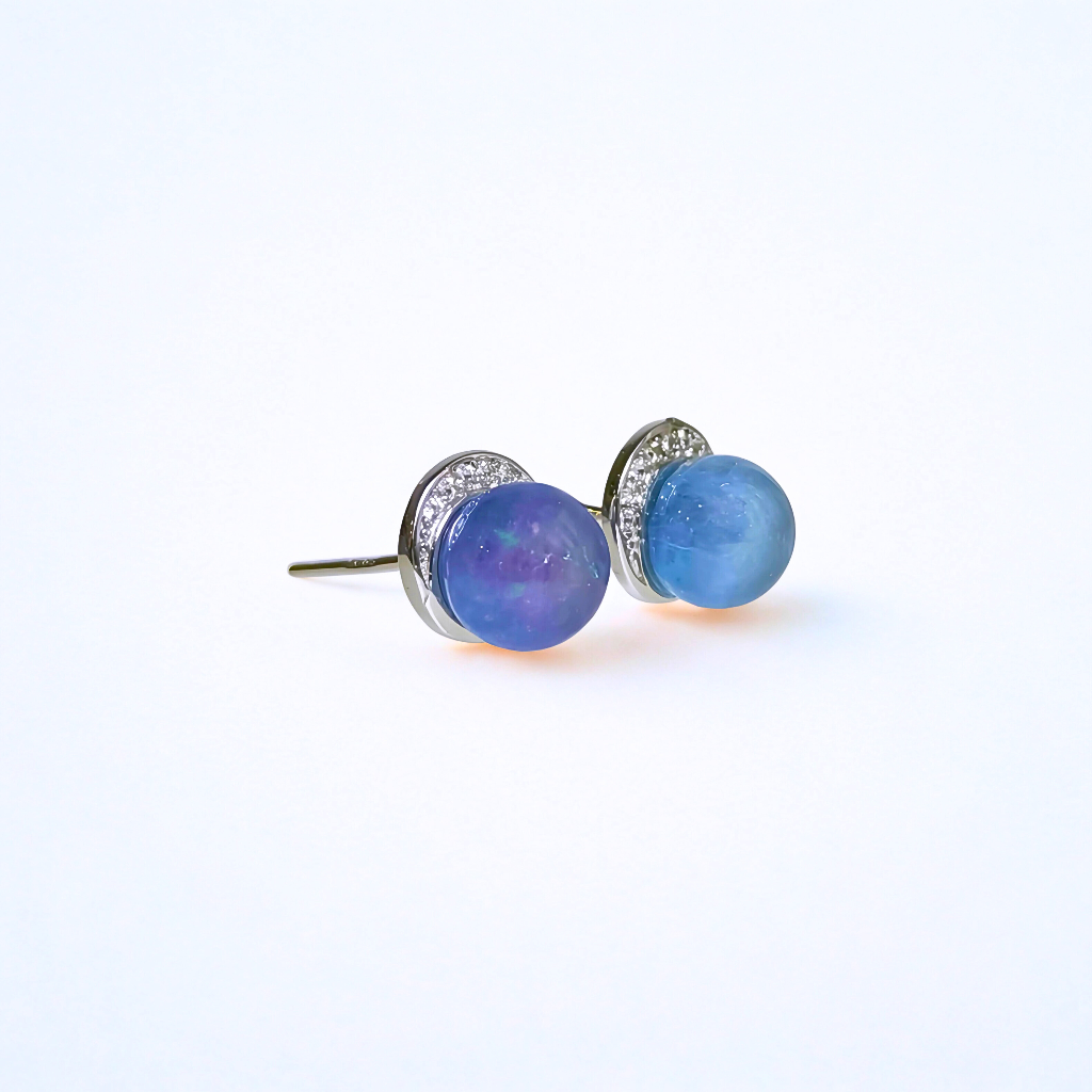 Azure Mirage | Dual-Tone Aquamarine Stud Earrings