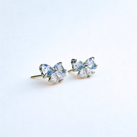 Azure Whisper | Aquamarine Bow Earrings