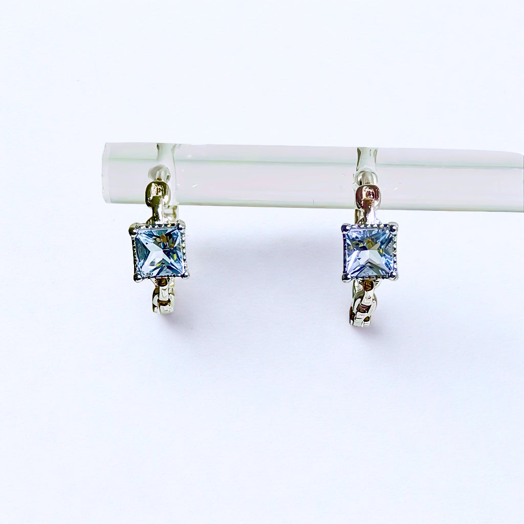 Celestia Link | Aquamarine Hoop Earrings