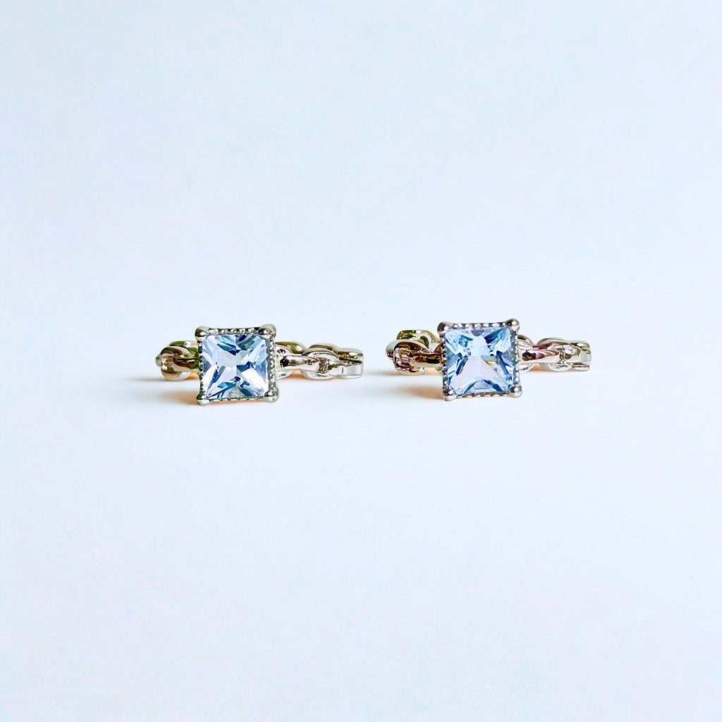 Celestia Link | Aquamarine Hoop Earrings