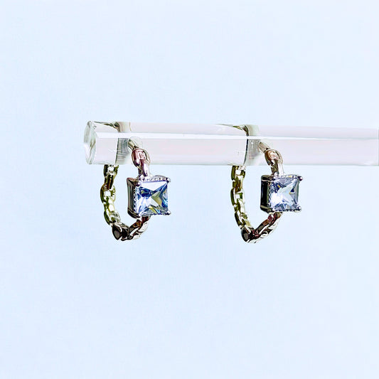 Celestia Link | Aquamarine Hoop Earrings