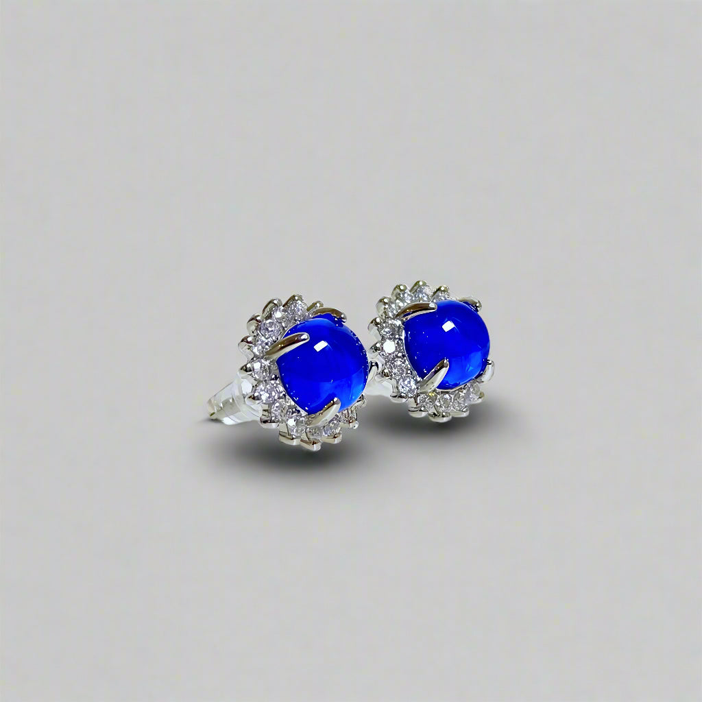 Azure Halo | Lab-Grown Sapphire Stud Earrings