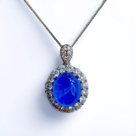 Celestial Bloom | Lab-Grown Sapphire Halo Pendant