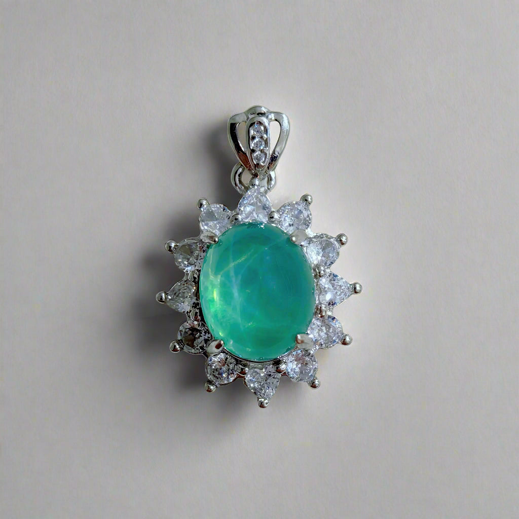 Sea Radiance | Lab-Grown Sapphire Sunburst Pendant