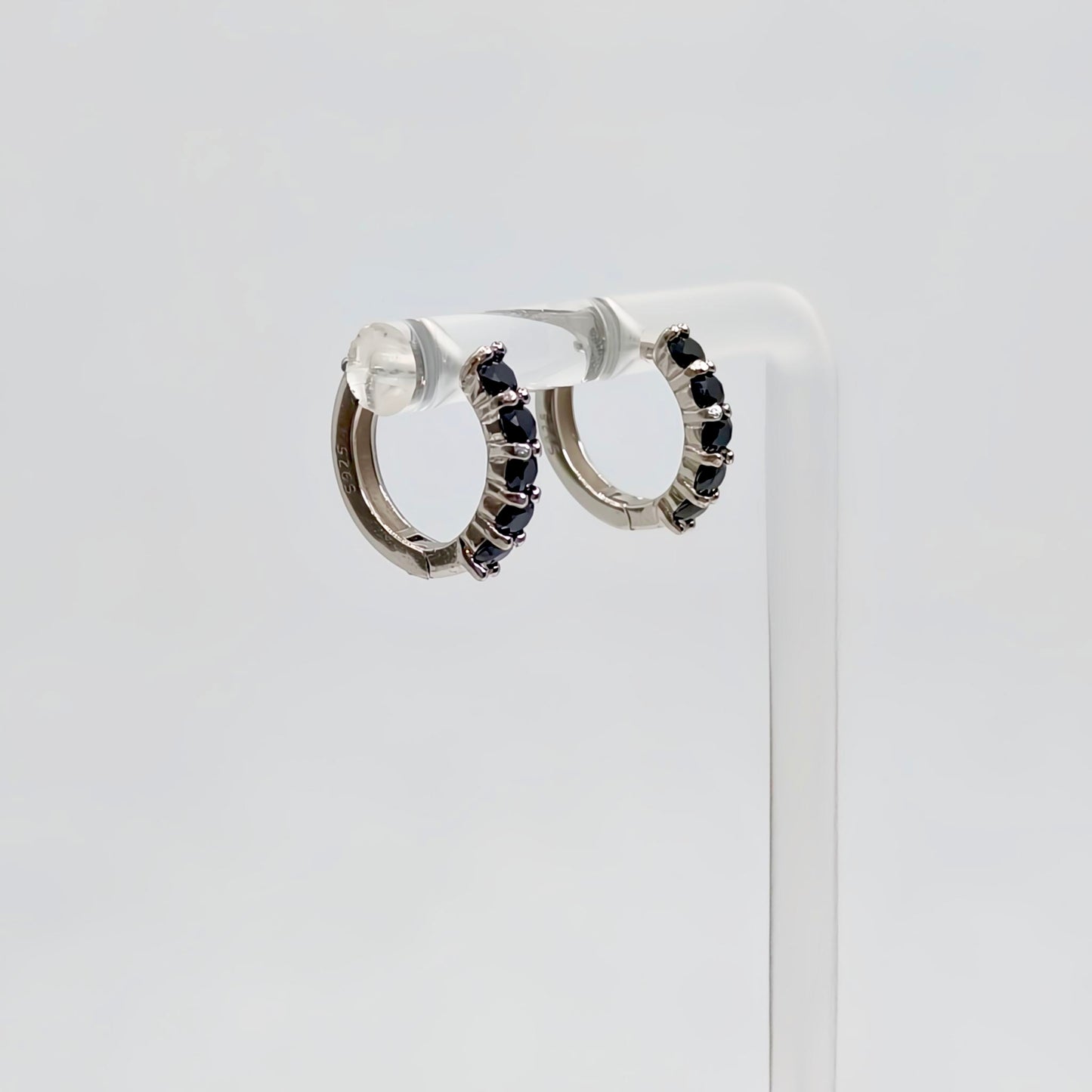 Chromatic Arc | Black Spinel Hoop Earrings