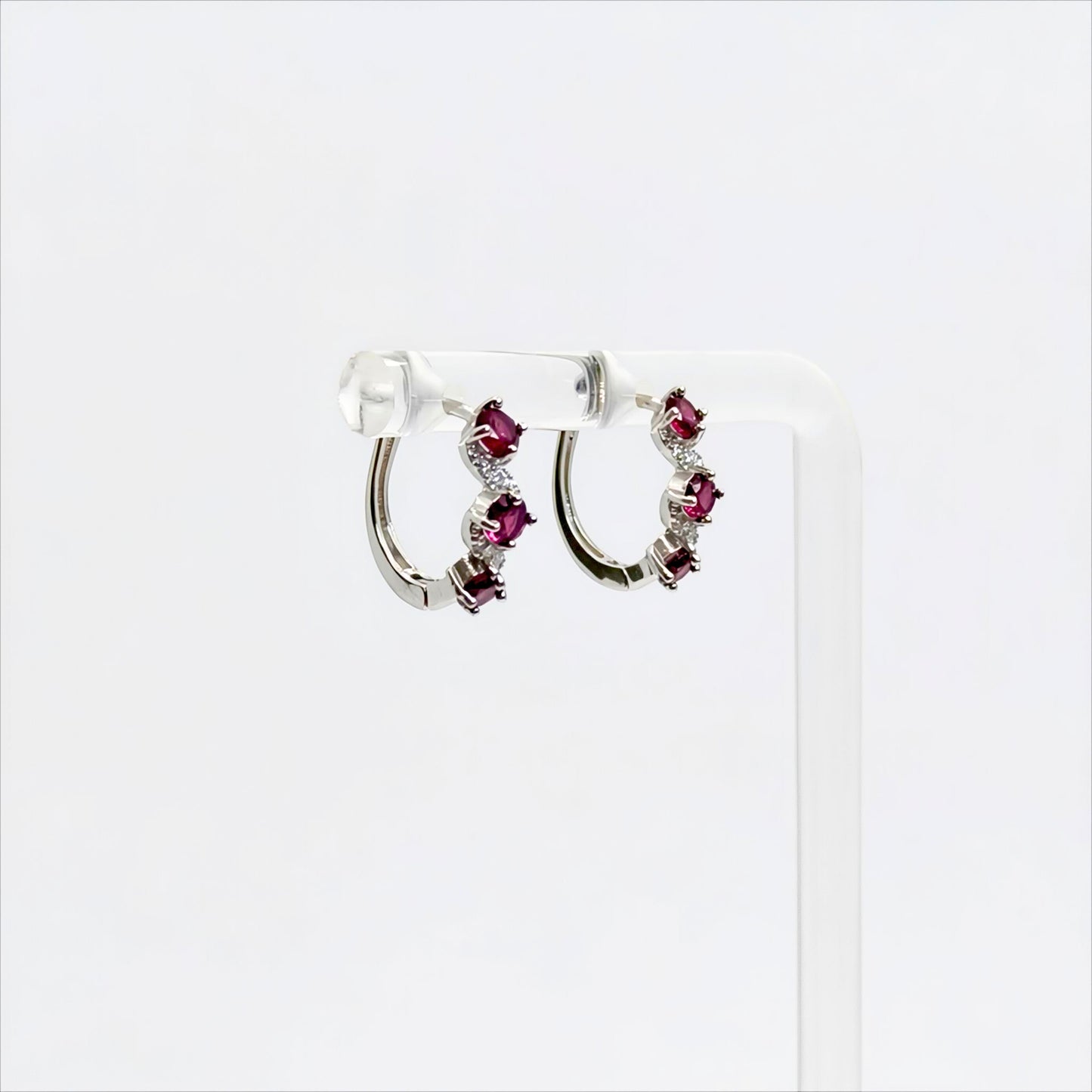 Crimson Cascade | Garnet Hoop Earrings