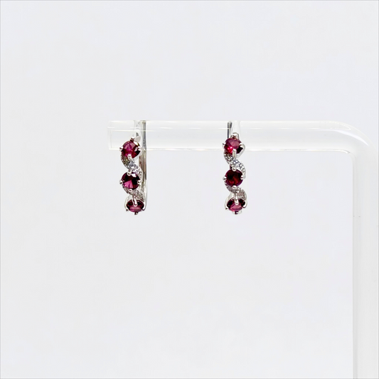 Crimson Cascade | Garnet Hoop Earrings
