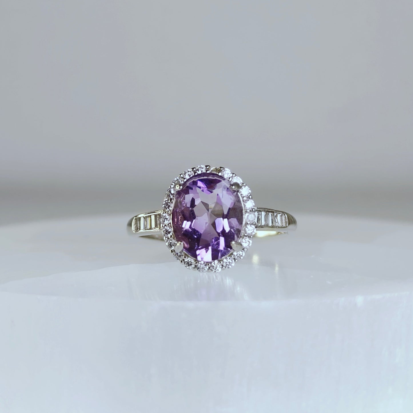 Moonveil | Amethyst Halo Ring