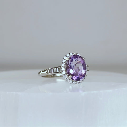 Moonveil | Amethyst Halo Ring