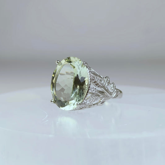 Verdant Muse | Green Quartz Filigree Ring
