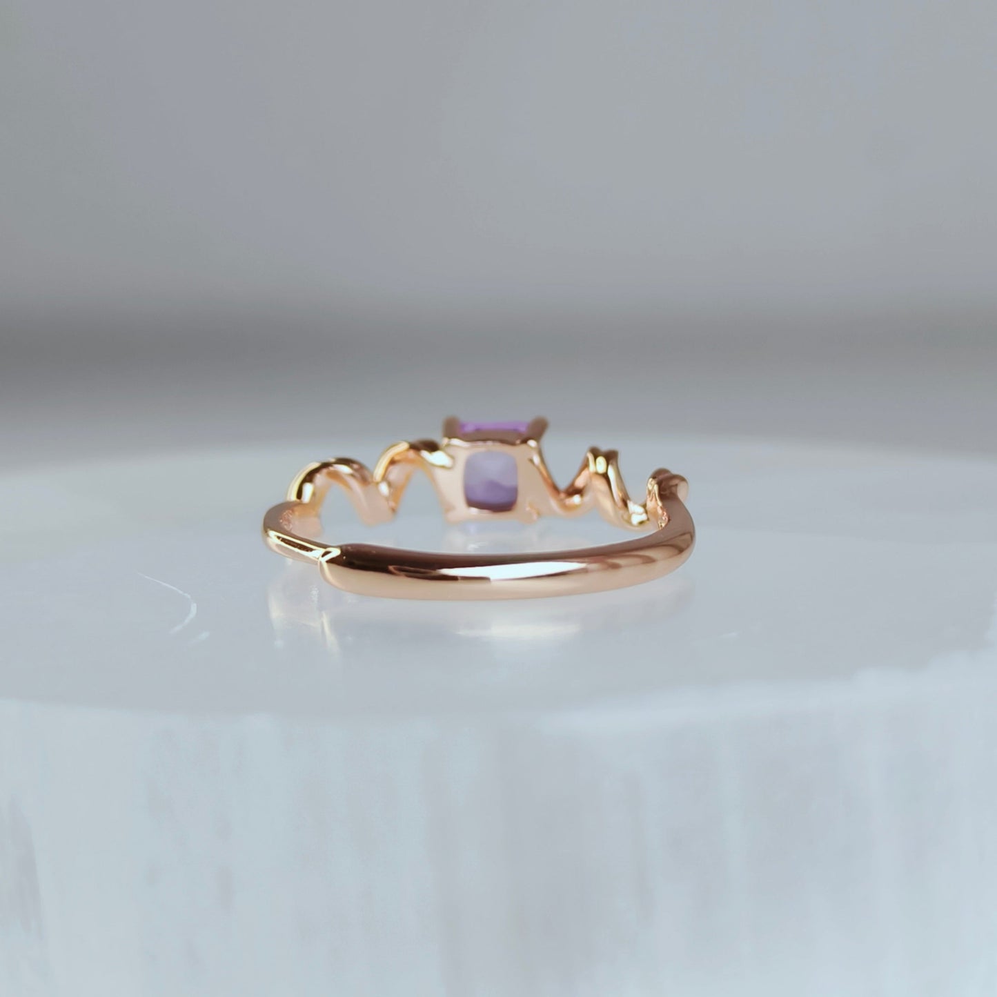 Roselight Vine | Lavender Amethyst Ring in Rose Gold