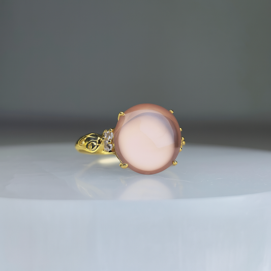 Petal Muse | Rose Quartz Cabochon Ring
