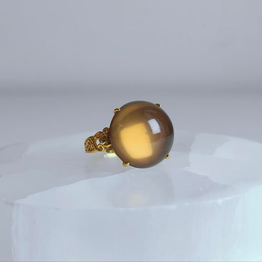 Dusklight Orb | Smoky Quartz Cabochon Ring