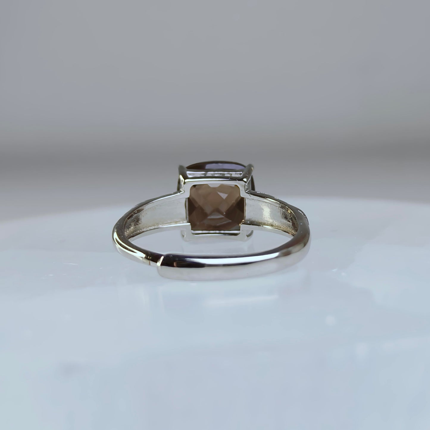 Emberveil | Smoky Quartz Cushion Ring
