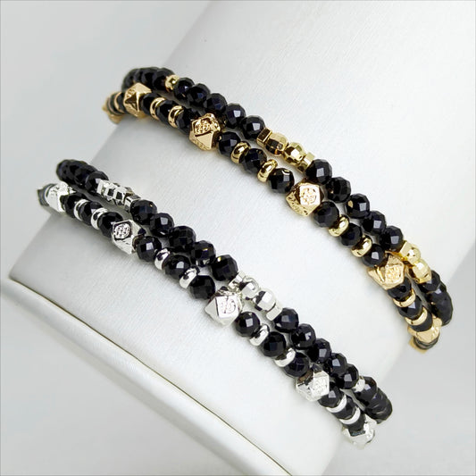 Midnight Guardians Duo | Black Spinel Bracelet Set