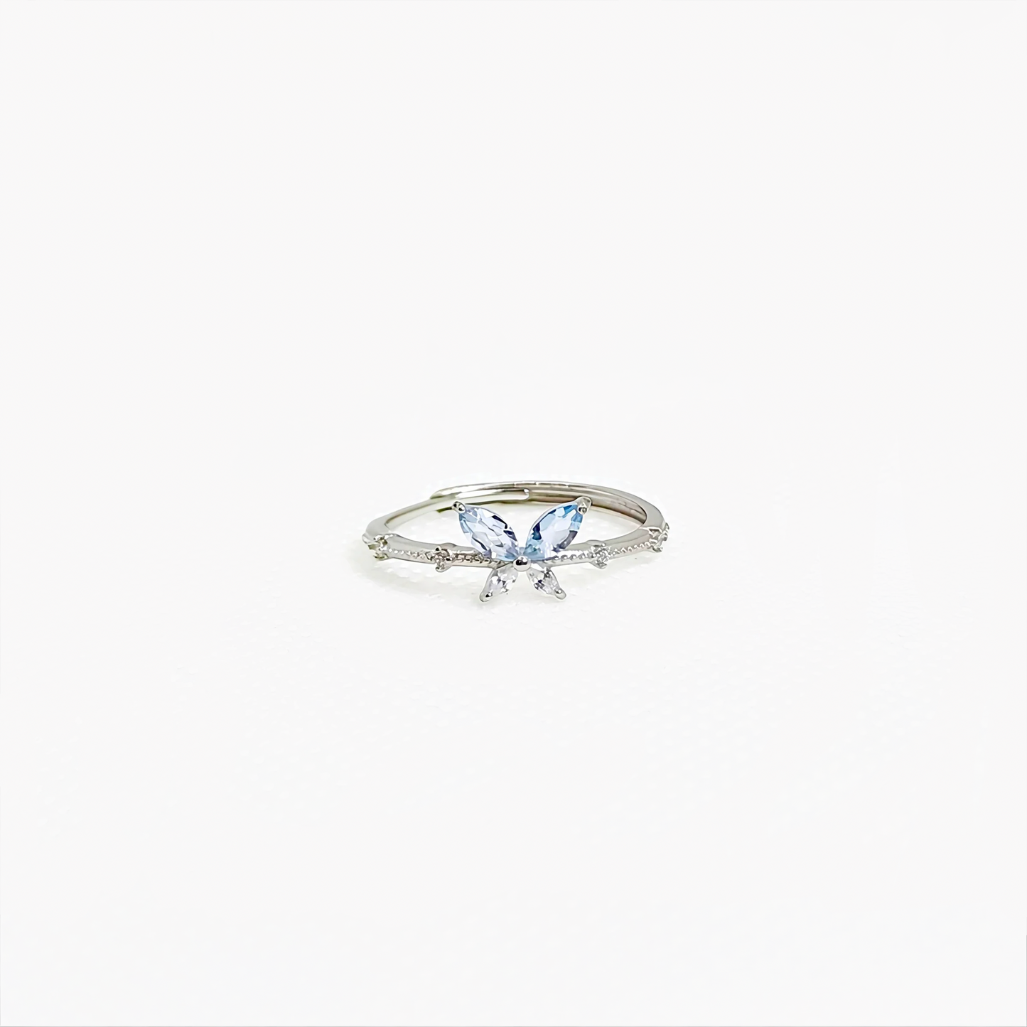 Wingveil Dawn | Aquamarine Butterfly Ring