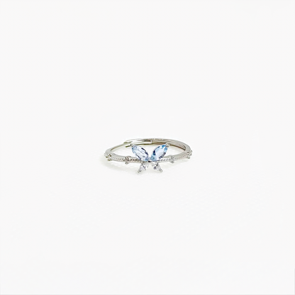 Wingveil Dawn | Aquamarine Butterfly Ring