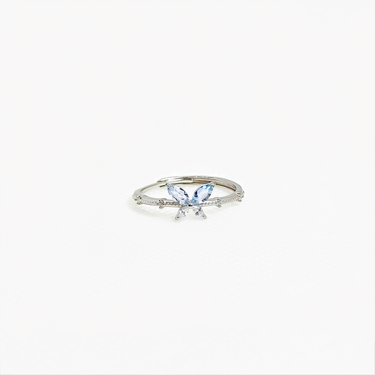 Wingveil Dawn | Aquamarine Butterfly Ring