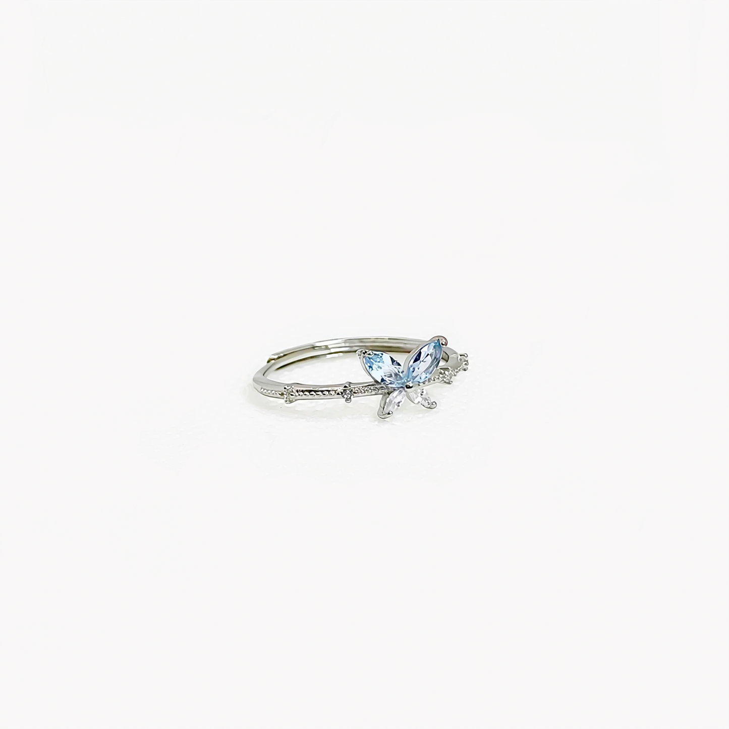 Wingveil Dawn | Aquamarine Butterfly Ring