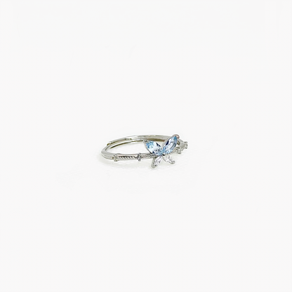 Wingveil Dawn | Aquamarine Butterfly Ring