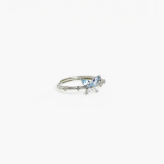 Wingveil Dawn | Aquamarine Butterfly Ring