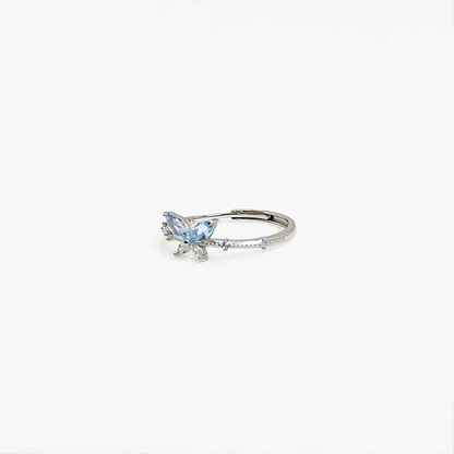 Wingveil Dawn | Aquamarine Butterfly Ring