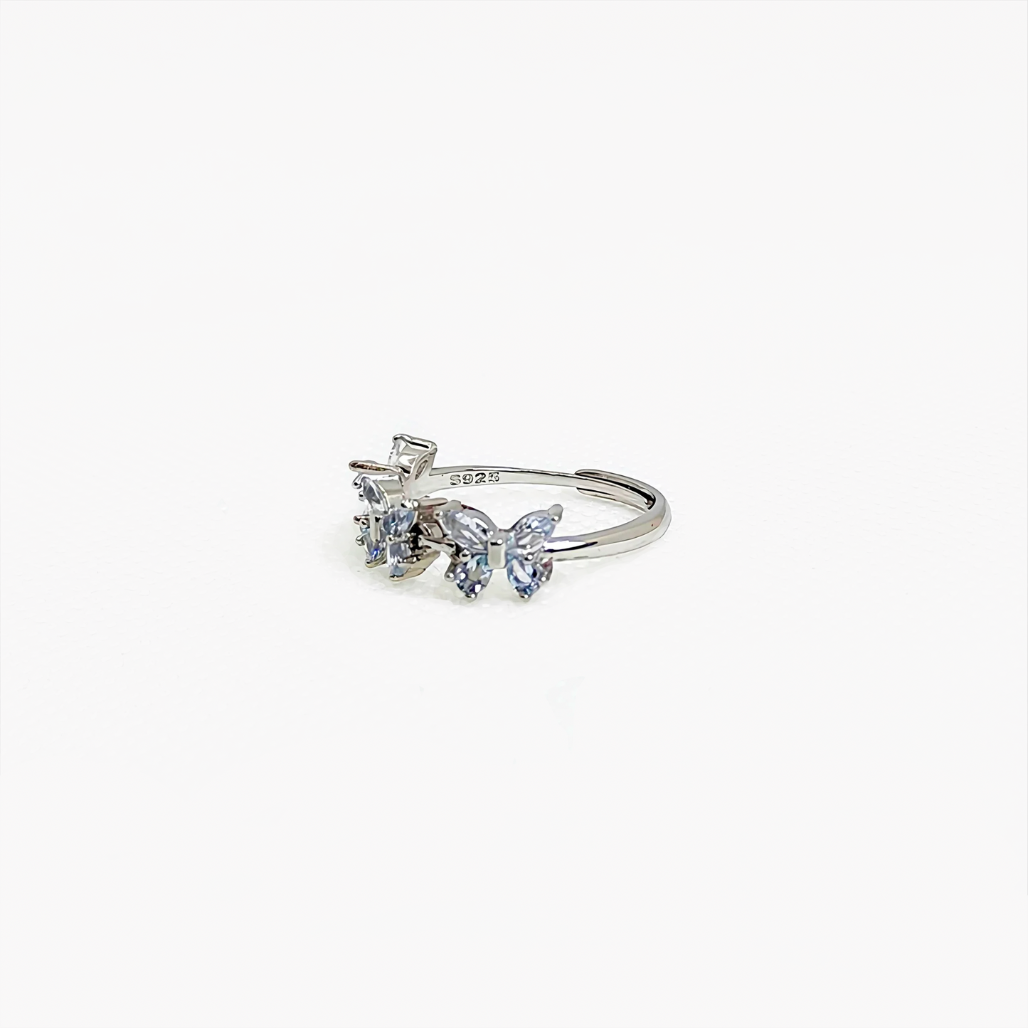 Wingveil Flutter Trio | Aquamarine Butterfly Ring