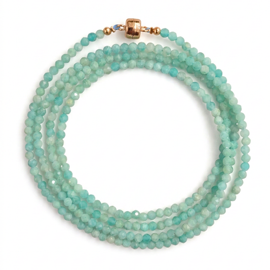 Amazonite | Faceted Gemstone Wrap Bracelet or Necklace