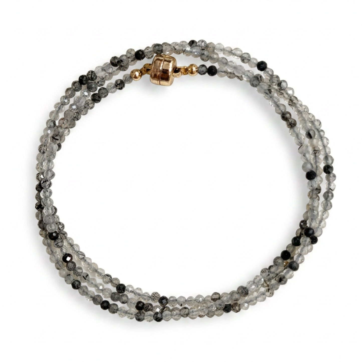 Black Rutilated Quartz | Faceted Gemstone Wrap Bracelet or Necklace