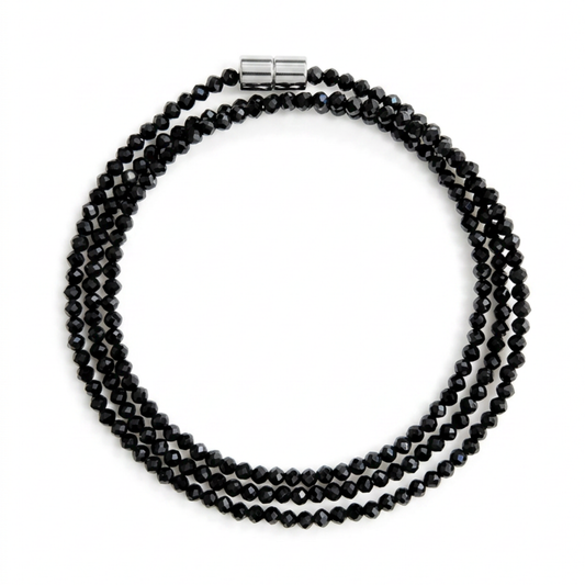 Black Spinel | Faceted Gemstone Wrap Bracelet or Necklace