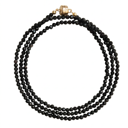 Black Tourmaline | Faceted Gemstone Wrap Bracelet & Necklace