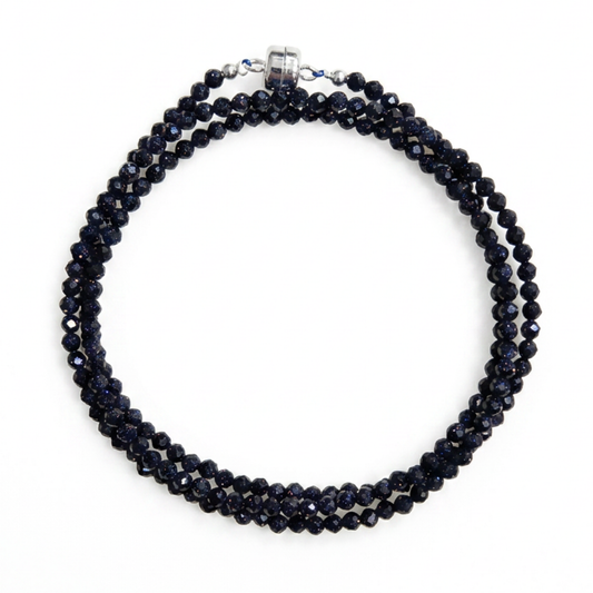 Blue Sandstone | Faceted Wrap Bracelet or Necklace